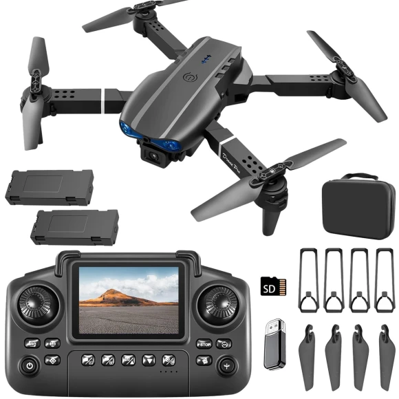 Drone with Screen Controller, Two Batteries, Altitude Hold, Obstacle Avoidance, and Carrying Case — Drone, elecci