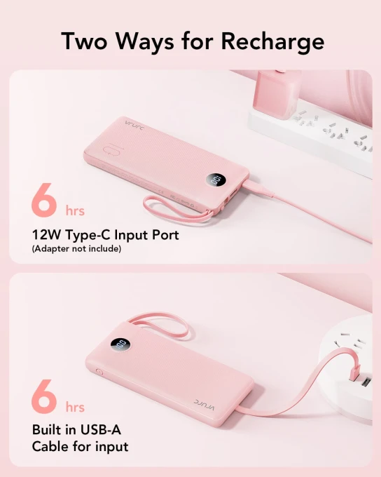 Portable Charger Power Bank with Built-in Cables — Power Bank, VRURC
