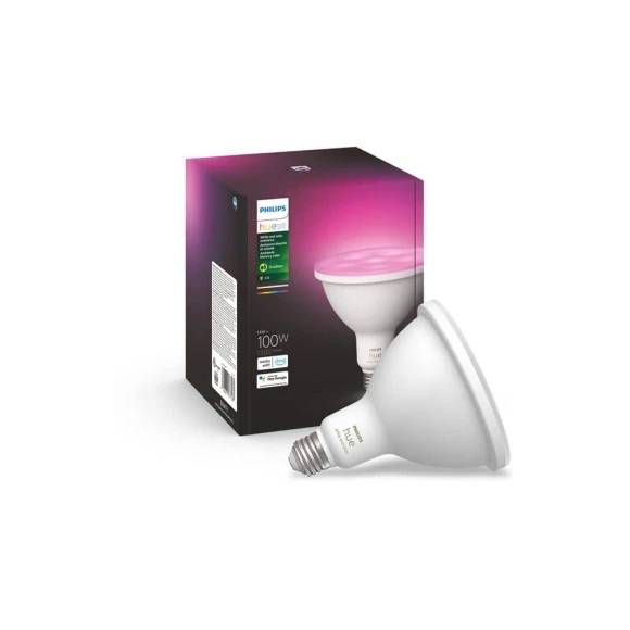 Smart 100W PAR38 LED Bulb - White and Color Ambiance Color-Changing Light — Smart Light Bulb, Philips Hue