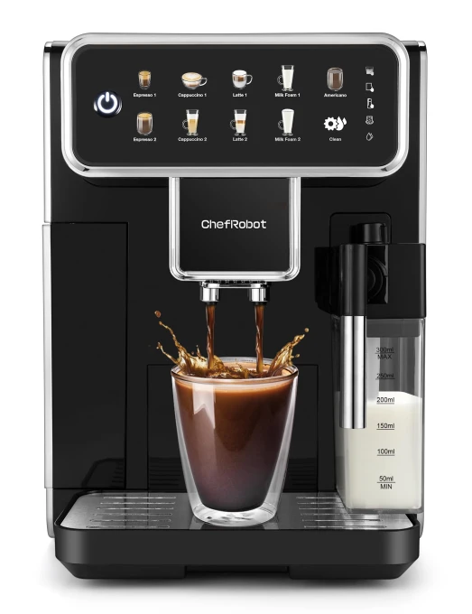 Automatic Espresso Machine with Grinder and Milk Frother — Coffee Maker, Chef Robot