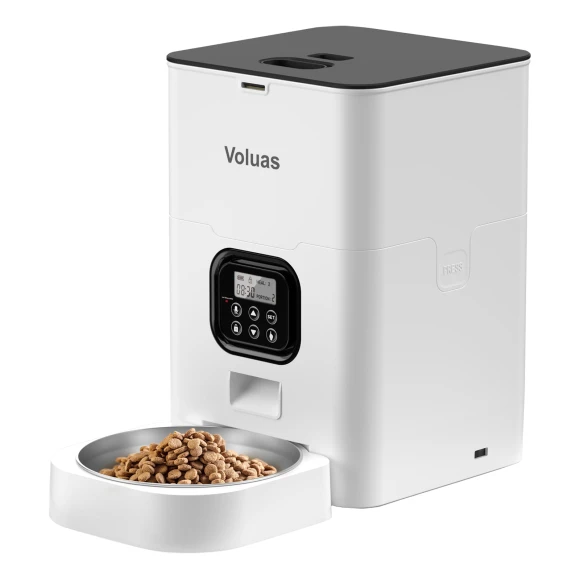 Automatic Pet Feeder with Programmable Portion Control and Voice Recorder, Voluas