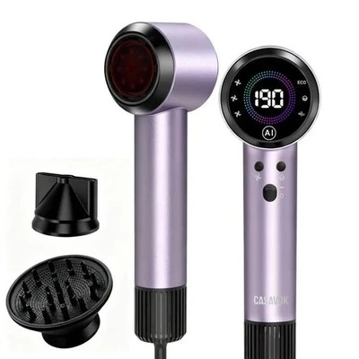 Hair Dryer with Auto-Adjusting Sensor, Magnetic Diffuser, and Plasma Technology, Casavok