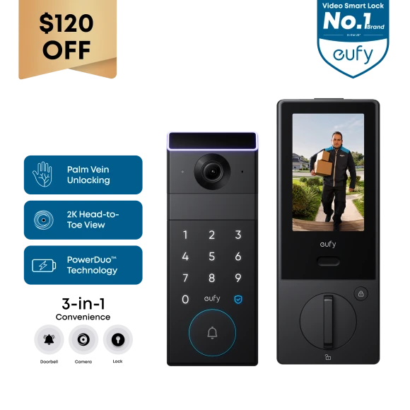Smart Lock with Palm Vein Recognition, 2K Camera, and Doorbell — Smart Lock, eufy Security