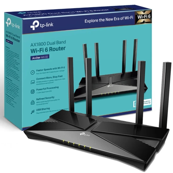 Archer AX20 AX1800 Smart Dual-Band Wi-Fi 6 Router (Renewed), TP-Link