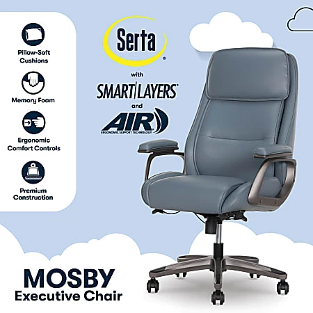 Ergonomic Vegan Leather High-Back Executive Office Chair — Smart Chairs, Serta