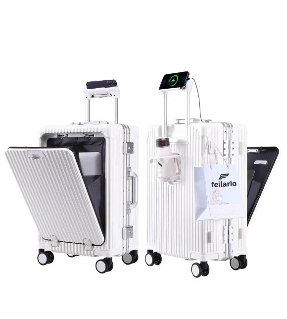 Aluminium Frame Zipperless PC Hard Shell Spinner Wheels Luggage — Smart Luggage, feilario