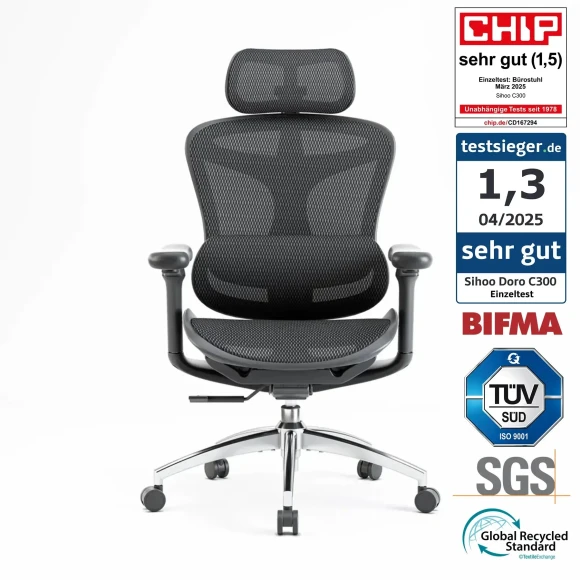 Ergonomic Office Chair with Ultra Soft 3D Armrests and Dynamic Lumbar Support — Smart Chairs, SIHOO