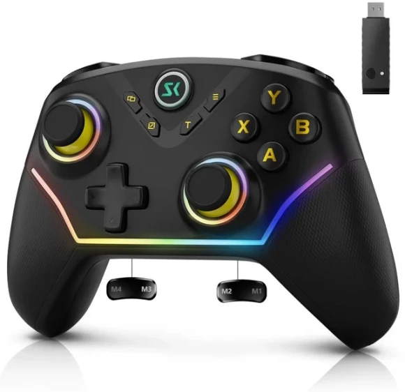 Wireless Controller with Hall Joysticks, Programmable Buttons, and RGB Lighting, Boowen