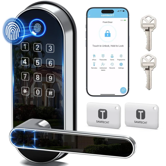 Bluetooth Fingerprint Smart Lock with Handle & Keypad — Smart Lock, samtechT