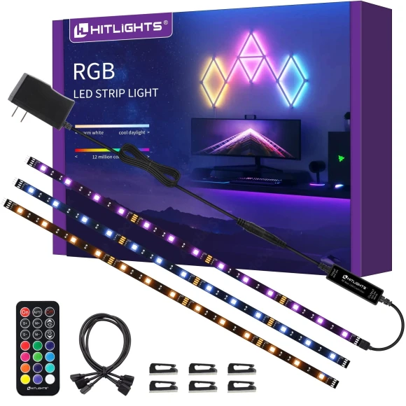 LED Strip Lights, Small LED Light Strips Dimmable, RGB 5050 Color Changing LED Tape Light with Remote and UL-Listed... — LED Strip Lights, HitLights