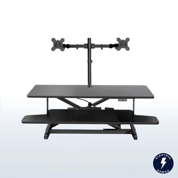 Electric Height Adjustable Standing Desk Converter with Dual Monitor Stand — Standing Desk, VIVO