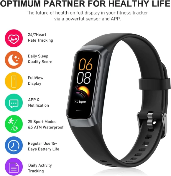 Fitness Tracker with 24/7 Heart Rate, Blood Oxygen, Blood Pressure, Sleep Monitor — Fitness Tracker, Zeacool