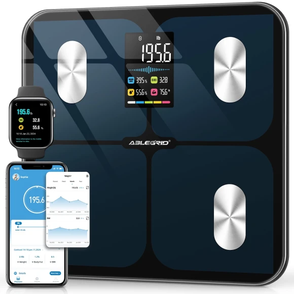 Smart Bathroom Scale with LED Trend Display — Smart Scale, ABLEGRID