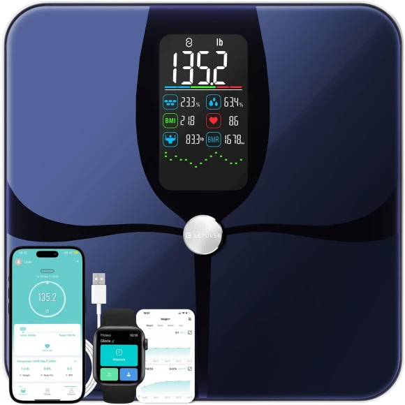 Smart Digital Bathroom Weight Scale with BMI Body Fat Muscle Mass — Smart Scale, Lepulse