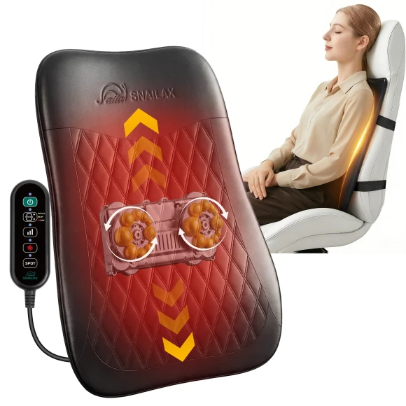 Ultra-Slim Shiatsu Back Massager with Heat, 4D Roller, 10 Massage Nodes — Massage Chairs, Snailax
