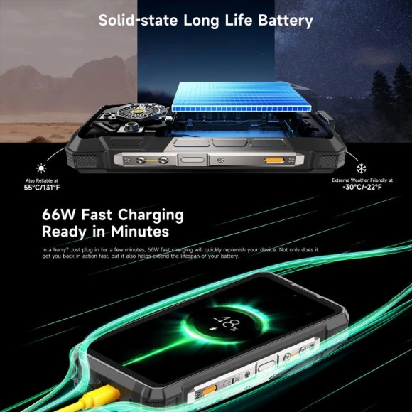 Rugged Smartphone, Black, 12GB RAM + 512GB Storage — Smartphones, Ulefone