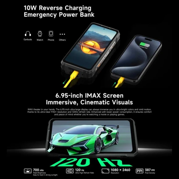 Rugged Smartphone, Black, 12GB RAM + 512GB Storage — Smartphones, Ulefone