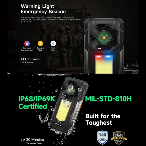Rugged Smartphone, Black, 12GB RAM + 512GB Storage — Smartphones, Ulefone