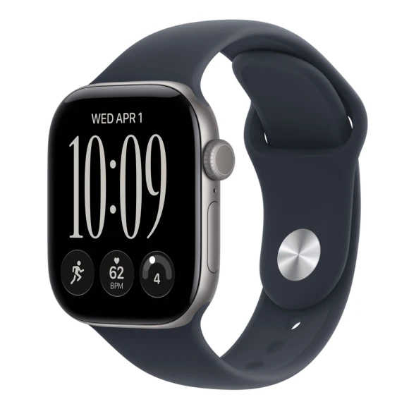46 mm Smartwatch with M/L band, Space Gray aluminum case and Navy Blue Sport Band — Smart Watch, Apple