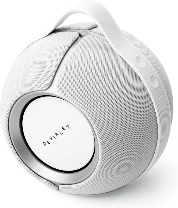 Portable speaker with Cocoon case, White Mist — Smart Speaker, Devialet