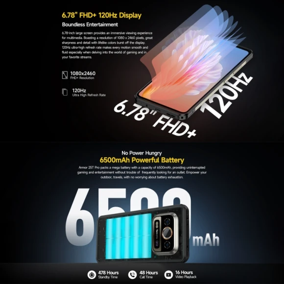 Rugged phone, Frost Black, 8GB+256GB — Smartphones, Ulefone