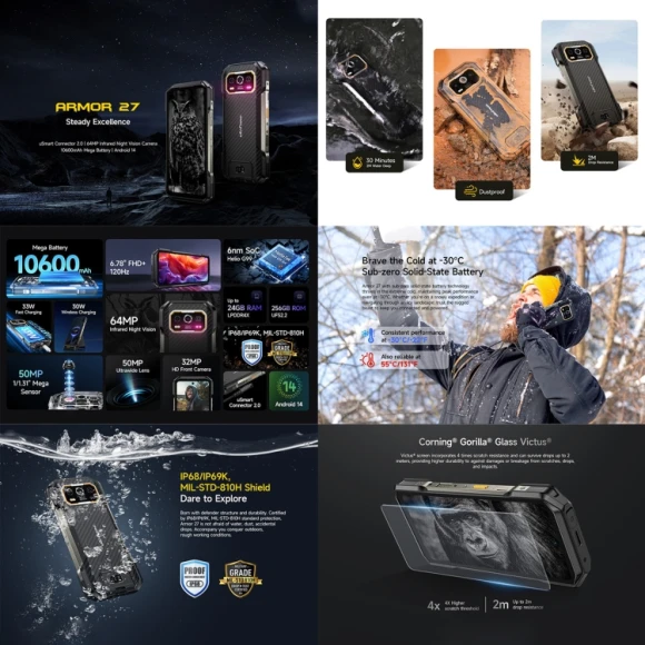 Rugged smartphone, 12GB+256GB, Black — Smartphones, Ulefone