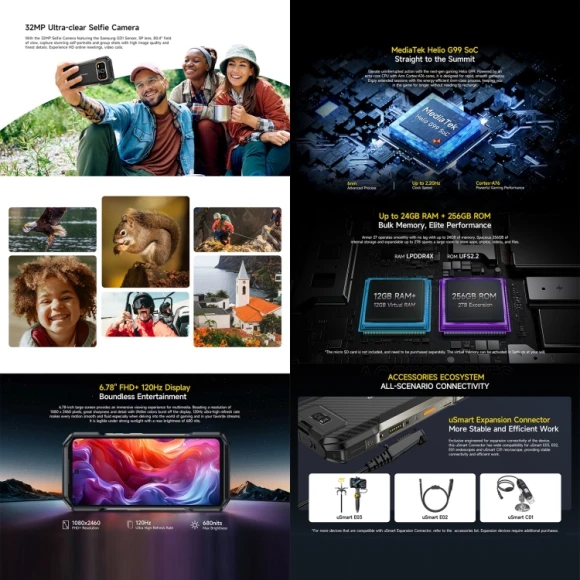 Rugged smartphone, 12GB+256GB, Black — Smartphones, Ulefone