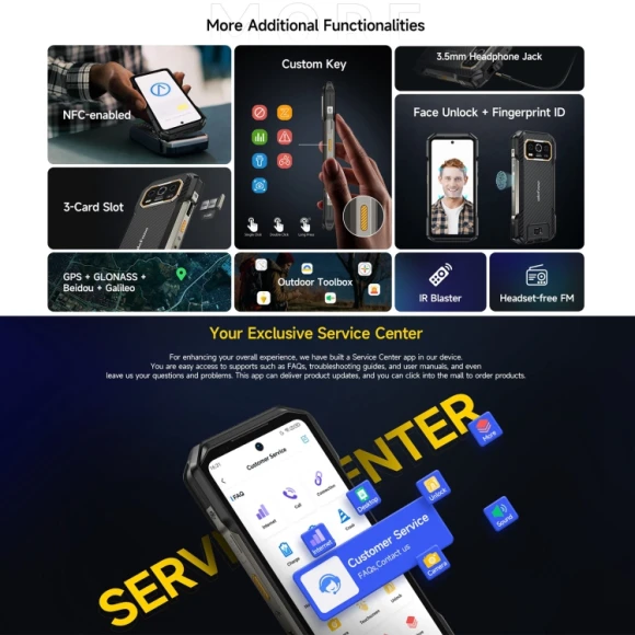 Rugged smartphone, 12GB+256GB, Black — Smartphones, Ulefone
