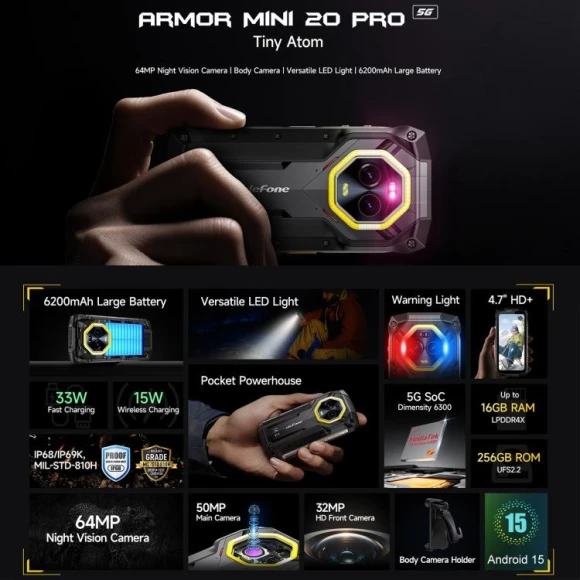 Rugged Smartphone 8GB RAM + 256GB Storage — Smartphones, Ulefone