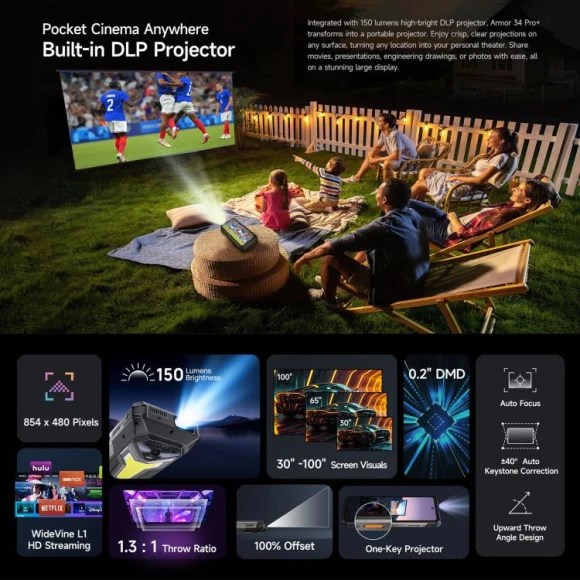 Rugged Smartphone with Projector, Black — Smartphones, Ulefone