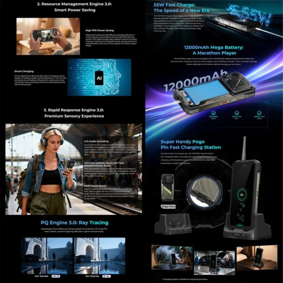 Black Rugged Phone — Smartphones, HOTWAV