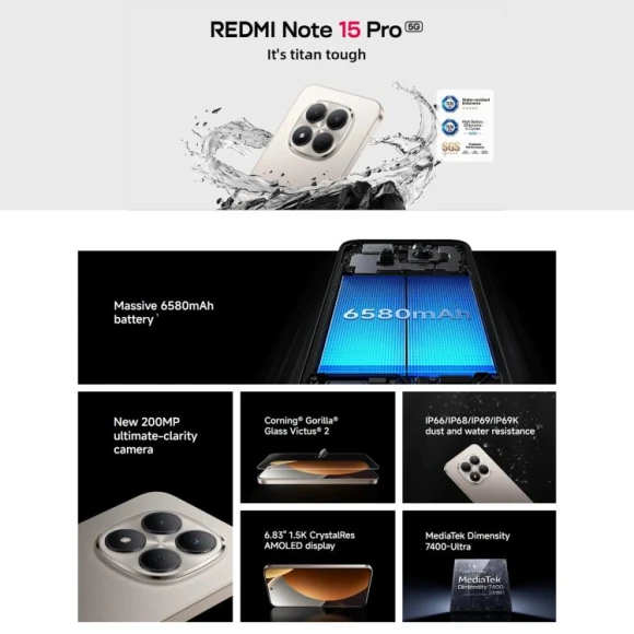 Redmi Note 15 Pro 5G 8GB RAM + 512GB — Smartphones, Xiaomi