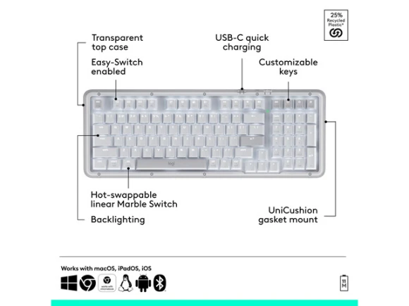 Wireless Mechanical Keyboard, Off-white — Bluetooth Keyboard, Logitech