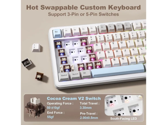 75% Wireless Mechanical Keyboard — Bluetooth Keyboard, YUNZII