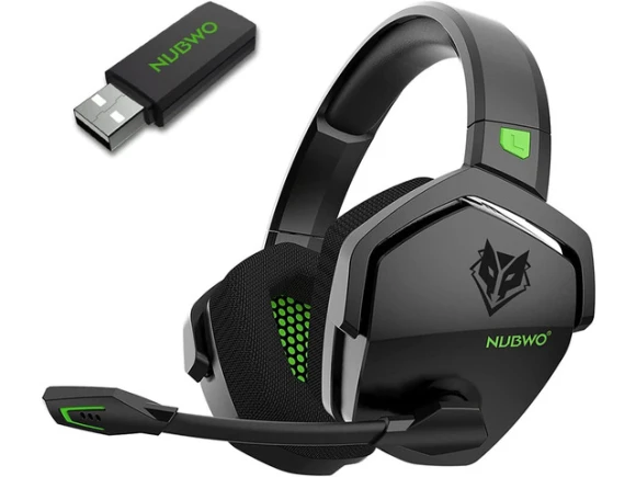 Green Wireless Gaming Headset — Wireless Earbuds, NUBWO