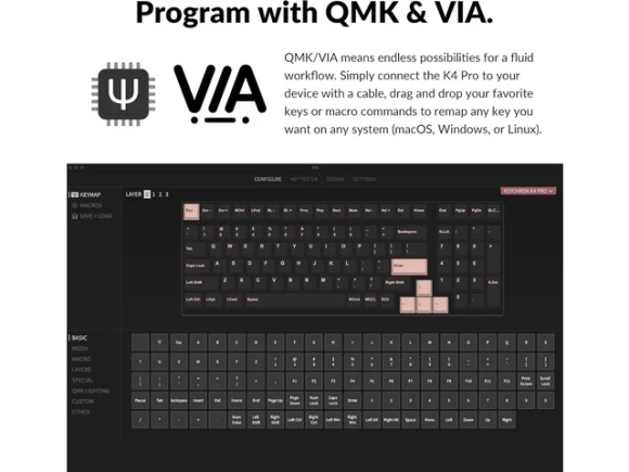 Wireless mechanical keyboard, 96 keys, RGB backlit — Bluetooth Keyboard, Keychron