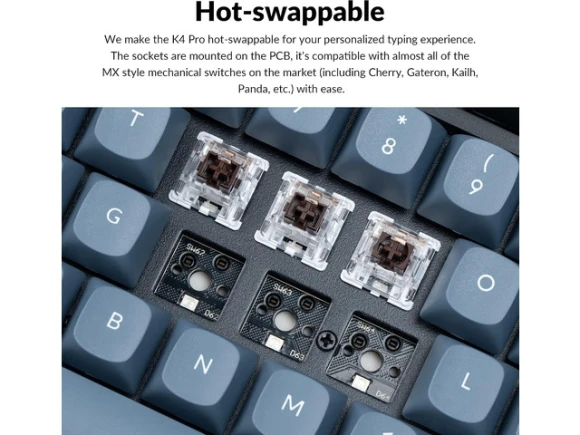 Wireless mechanical keyboard, 96 keys, RGB backlit — Bluetooth Keyboard, Keychron