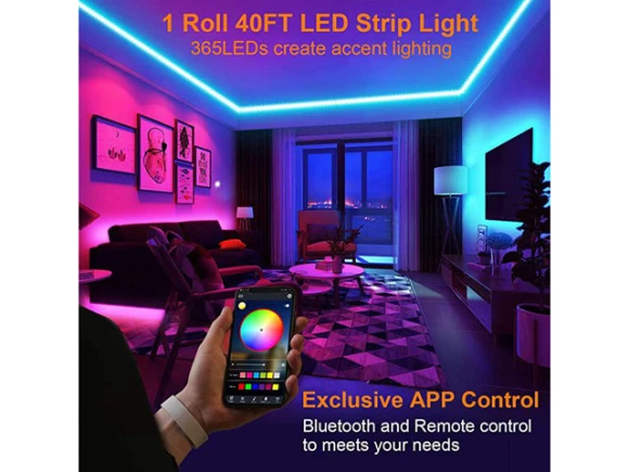 40FT LED Strip Lights, RGB, Bluetooth — LED Strip Lights, ViLSOM