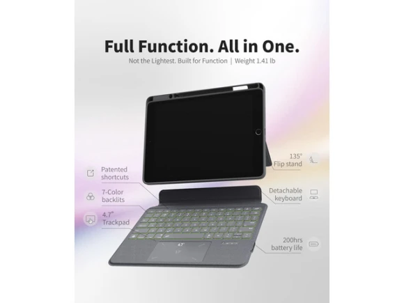 Bluetooth Keyboard Case with Trackpad and 7-Color Backlighting — Bluetooth Keyboard, EIP