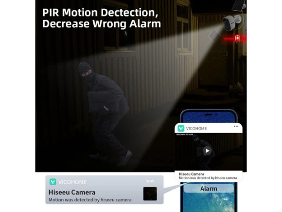 Wireless Outdoor Security Camera, 3 MP, Solar and Battery Powered, 2 Cameras — Security Camera, Hiseeu