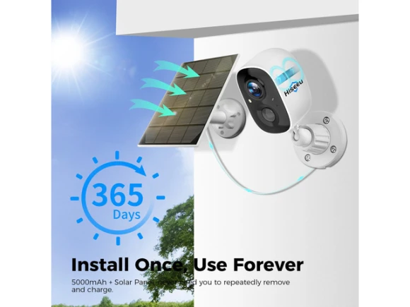 Wireless Outdoor Security Camera, 3 MP, Solar and Battery Powered, 2 Cameras — Security Camera, Hiseeu