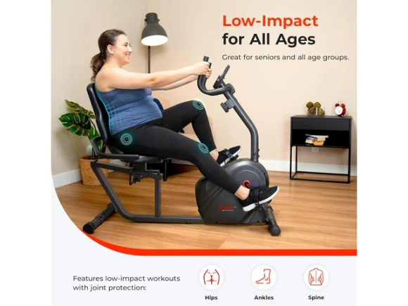 Recumbent Exercise Bike — Connected Equipment, Sunny Health & Fitness
