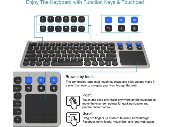 Wireless TV Keyboard with Touchpad — Bluetooth Keyboard, Arteck