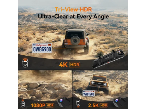 3-Channel Dash Cam, Bumper Version — Dash Cam, WOLFBOX