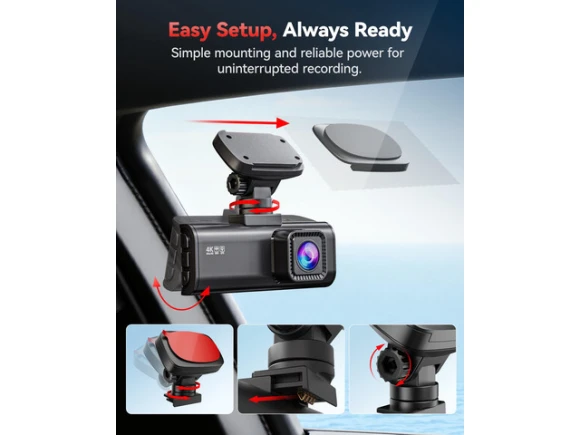 4K Front and 1080p Rear Dash Camera with 64GB Card — Dash Cam, REDTIGER