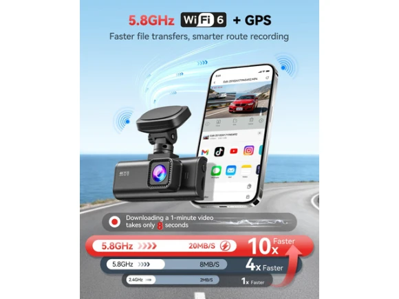 4K Front and 1080p Rear Dash Camera with 64GB Card — Dash Cam, REDTIGER