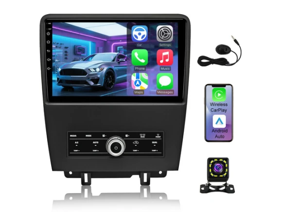 10.1-inch Car Stereo for Ford Mustang 2010–2014, Black — Car Infotainment System, KSPIV