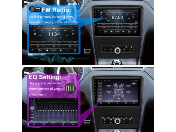 10.1-inch Car Stereo for Ford Mustang 2010–2014, Black — Car Infotainment System, KSPIV