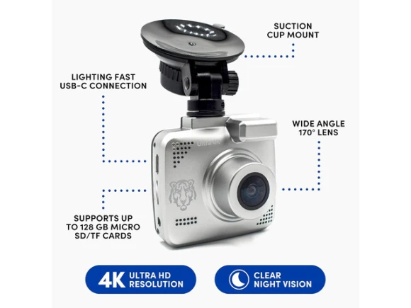 4K Ultra HD Dash Cam — Dash Cam, Blue Tiger