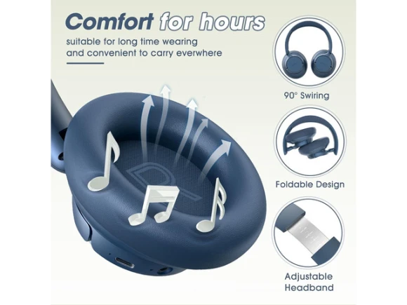Blue Wireless Headphones — Wireless Earbuds, BERIBES